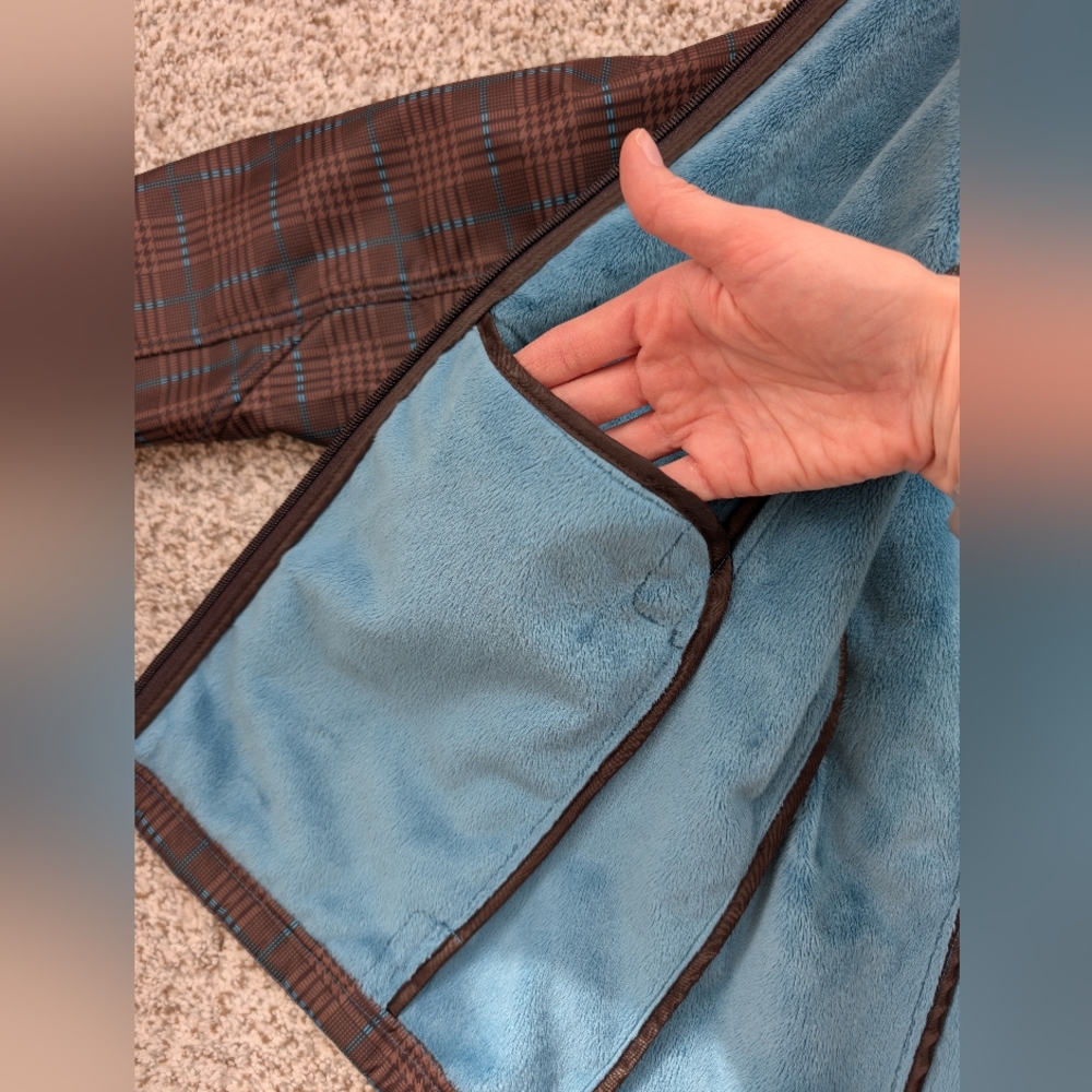 Free Country Brown Plaid Jacket with Aqua Fleece Lining Medium - Picture 11 of 14